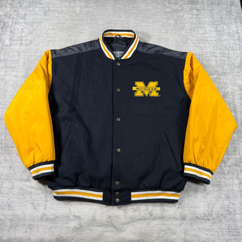 Michigan Wolverines Jacket Mens XL Blue Vintage Steve & Barry's Wool